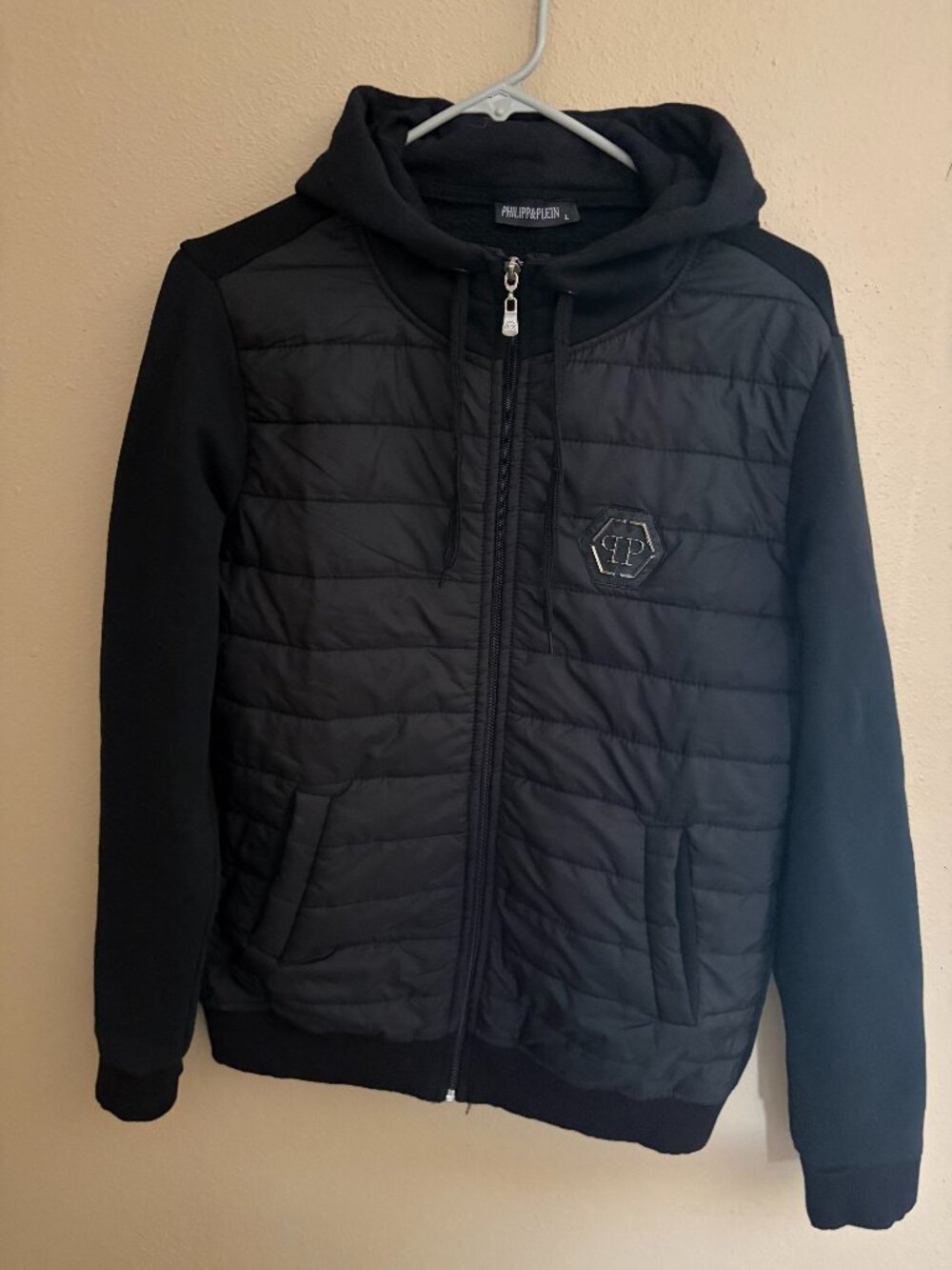 Phillip Plein women's large black hooded sweatshirt.